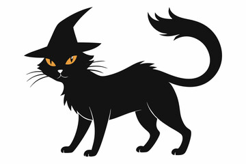 Halloween cat vector illustration, Halloween silhouette vector	