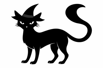 Halloween cat vector illustration, Halloween silhouette vector	