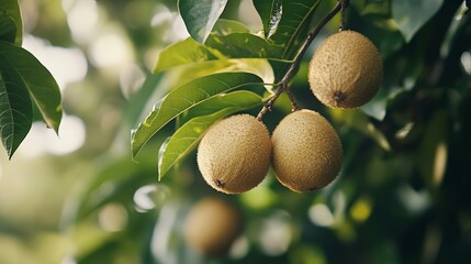 Fototapeta premium Chikoo fruit plant.