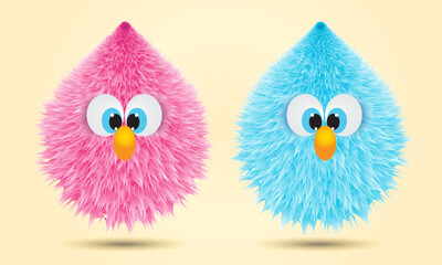 free vector fluffy hairy cartoon balls