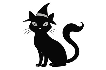 Halloween cat vector illustration, Halloween silhouette vector	