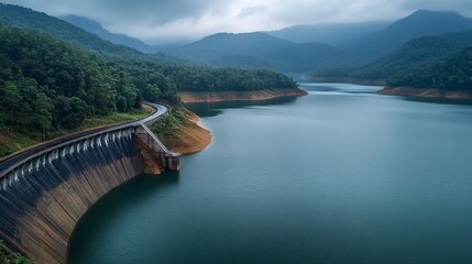 A panorama of the Amari Dam reservoir.