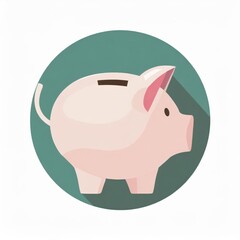 Fototapeta premium Piggybank with Money - Icon for Application Design - Illustration of Piggy bank visualization of Savings - Banking Program