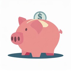 Obraz premium Piggybank with Money - Icon for Application Design - Illustration of Piggy bank visualization of Savings - Banking Program