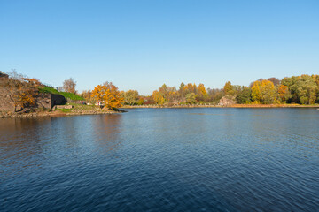 wiborgs bay view on the autumn day