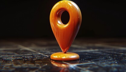 Animated 3D Game Sprite with a Rotating Locator Pin for Map Navigation and Destination Marking in Virtual Worlds.