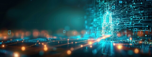 Fototapeta premium RSA encryption keys, holographic VPN, advanced network security, sleek modern design