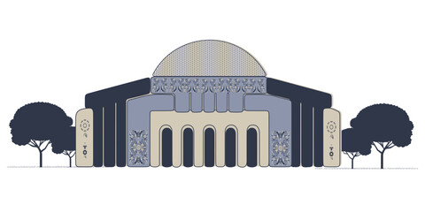 Convention center in truck art style Islamabad Pakistan vector illustration design 