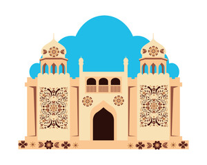 Shahi Qila Shahi Fort in truck art style Lahore Punjab Pakistan vector illustration design 