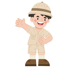Safari boy vector cartoon illustration