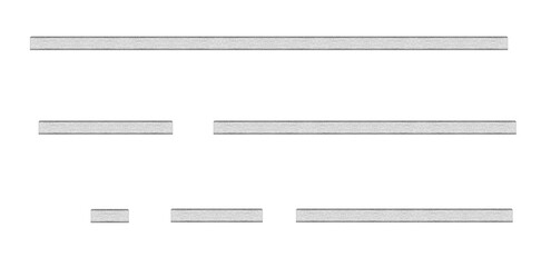 Horizontal silver metal mounting tapes - on isolated transparent background.