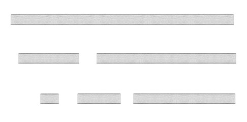 Horizontal silver metal mounting tapes - on isolated transparent background.