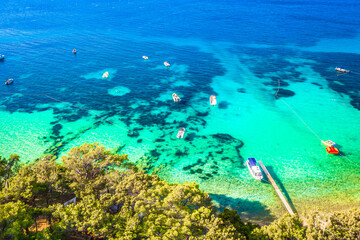 Summer scenery in Dalmatia region, island Brac, Bol riviera view
