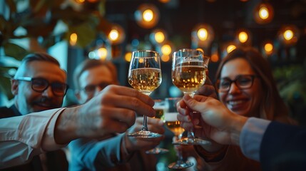 Business Leaders Celebrating Milestone Together in Stylish Office
