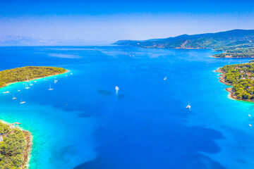 Fototapeta premium Idyllic colorful landscape in Adriatic Sea, popular tourist resort in Croatia, Vrboska Hvar