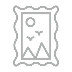 Photo Frame Vector Line Grey Icon Design