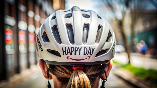 Have reader a happy day via bycycle helmet, healthty together, sport activity concept.