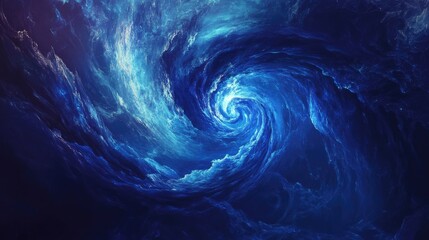 Captivating abstract blue vortex with swirling elements and rich color gradients