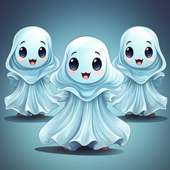 Obraz premium Eerie Ghost Decoration for Halloween on White Background