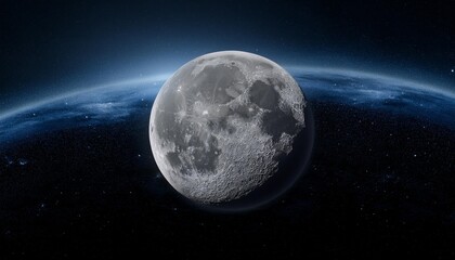Fototapeta premium Panoramic view of the moon out in the space