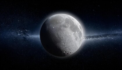 Obraz premium Panoramic view of the moon out in the space