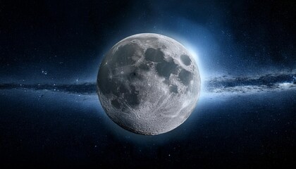 Fototapeta premium Panoramic view of the moon out in the space