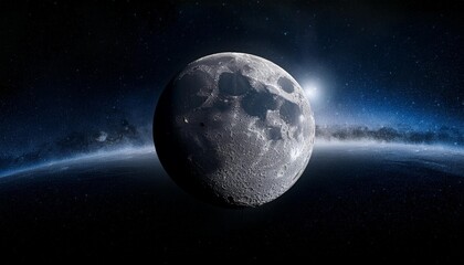 Naklejka premium Panoramic view of the moon out in the space