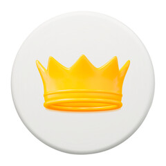 3d yellow crown button icon. Stock vector illustration on isolated background.	