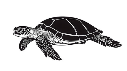 Fototapeta premium Black silhouette of Turtle illustration icon for logo, isolated on white background