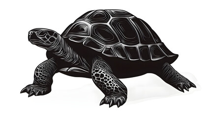 Fototapeta premium Black silhouette of Tortoise illustration icon for logo, isolated on white background