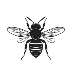 Fototapeta premium Black silhouette of bee illustration icon for logo, isolated on white background