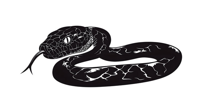 Black silhouette of Python caravan on the desert illustration icon for logo, isolated on white background