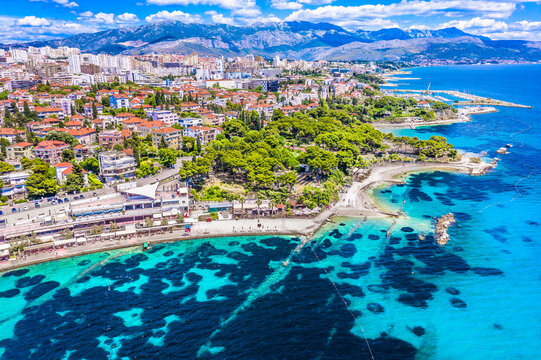 Aerial view at famous Split city in summertime, Croatia.