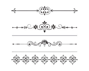 Set of Fancy Decorative Ornamental Lines vector. ai generated