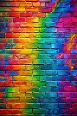 Rainbow-colored brick wall with vibrant hues.