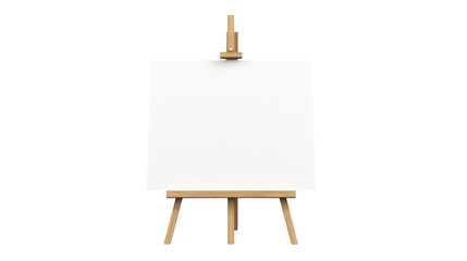 A detailed mockup of a blank canvas on an easel isolated on transparent background