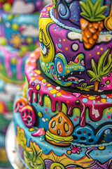 comic style cannabis cake