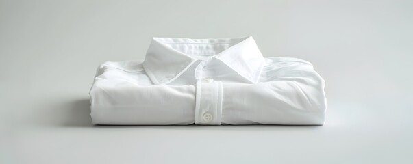 Neatly Folded White Shirt Displayed on a Clean White Background with Copy Space