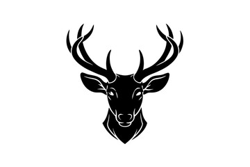 isolated black silhouette of a deer head collection, Set of deer silhouette vector. Deer Silhouette, Deer Head
