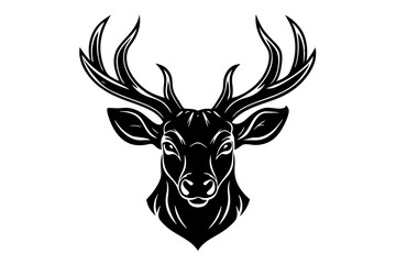 Naklejka premium isolated black silhouette of a deer head collection, Set of deer silhouette vector. Deer Silhouette, Deer Head 