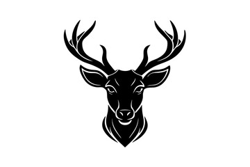 isolated black silhouette of a deer head collection, Set of deer silhouette vector. Deer Silhouette, Deer Head
