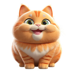 Cute Cartoon Cat with Big Eyes and Smiling Face.