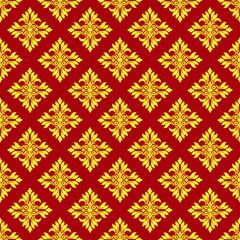 Red and gold damask vector seamless pattern. Ornate Damask flower ornament. Vector classical luxury old fashioned damask ornament, royal victorian seamless texture for wallpapers, textile, wrapping