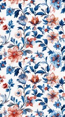 seamless pattern Sophisticated in vibrant blues and reds. Conveyed in watercolor