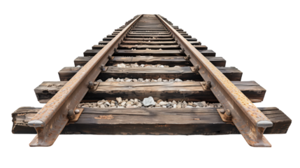 Photo of a railway track isolated on transparent background	