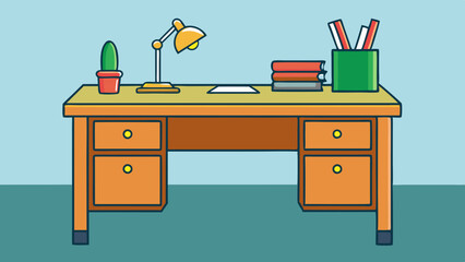 desk  vector art illustration