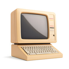 Old vintage monitor screen Mockup with empty display isolated on white background