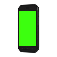 Left view transparent phone greenscreen