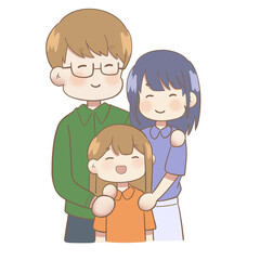 cute cartoon father mother and daughter