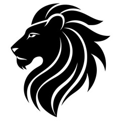 Lion head vector silhouette, Lion head icon, Lion Svg
